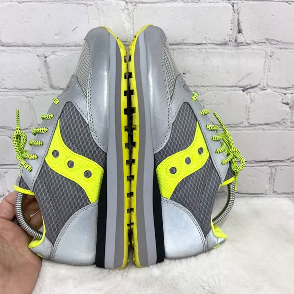 |•SAUCONY•| Trail Jazz Running Women Grey Neon Yellow Shoes Size 10 - Picture 5 of 10